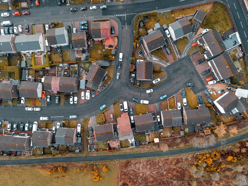 Aerial view of a housing estate
