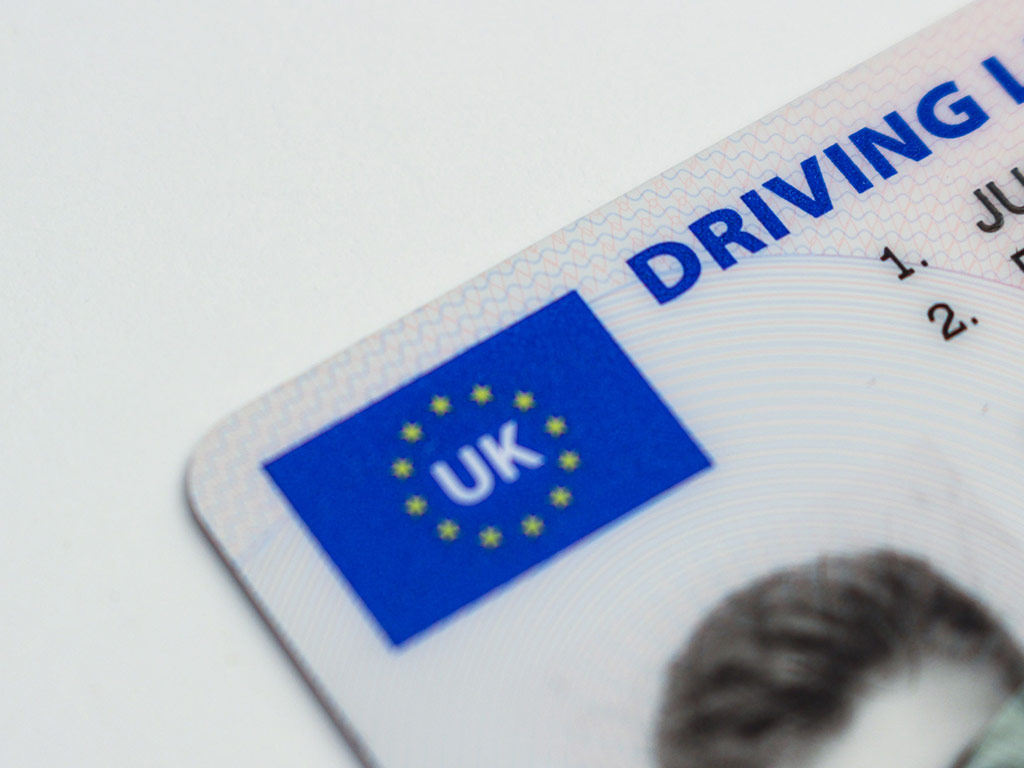 Close-up of a UK driving licence